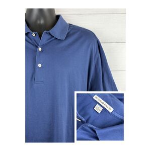 Peter Millar Polo Shirt L Blue Cotton Short Sleeve Classic